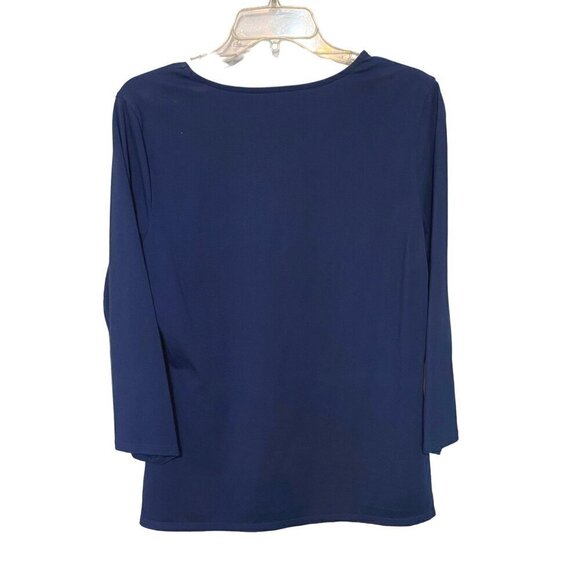 Coldwater Creek Blue & White Layered Look Top Stretchy Women's Size Medium - Picture 3 of 9